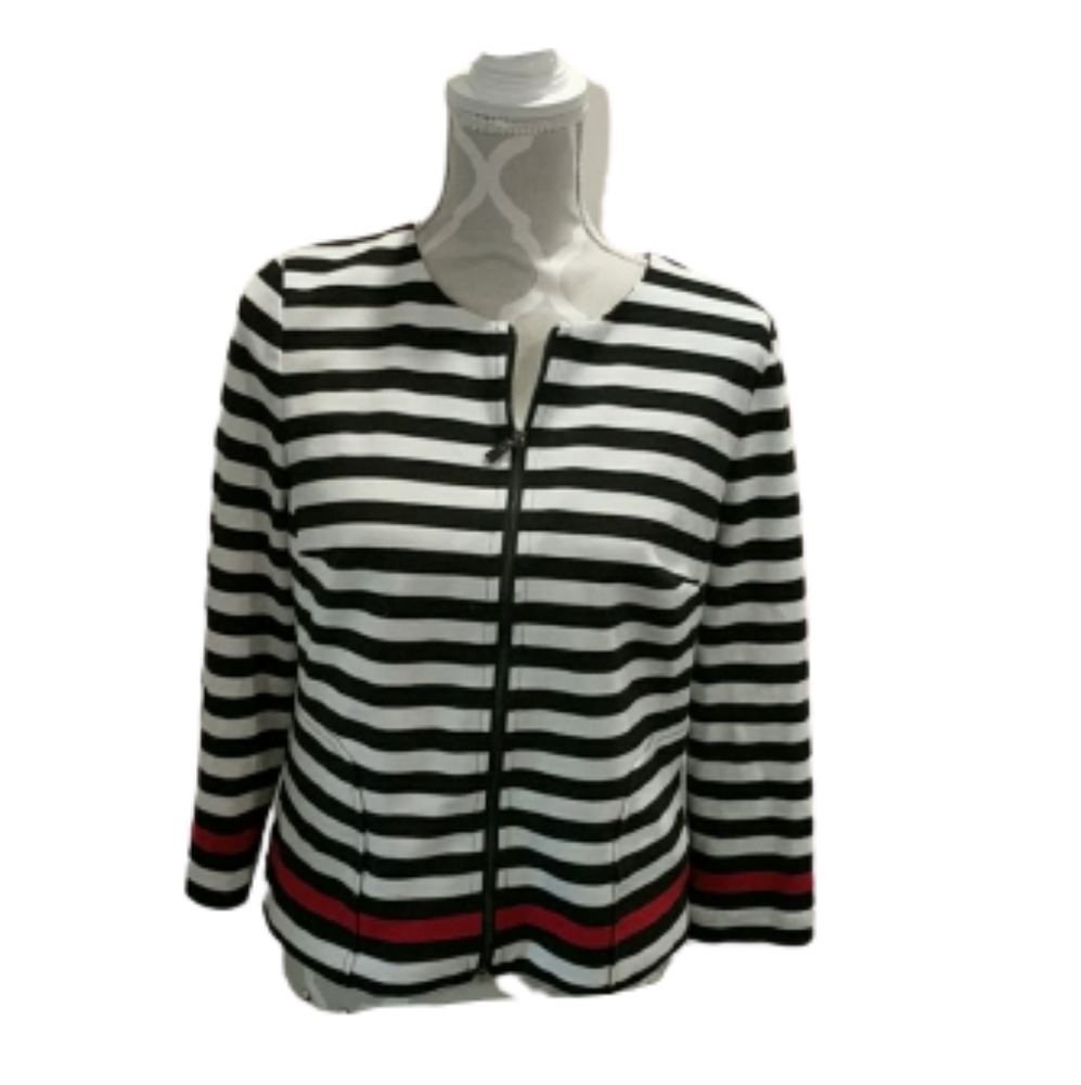 Laundry by Shelli Segal striped zip up jac…